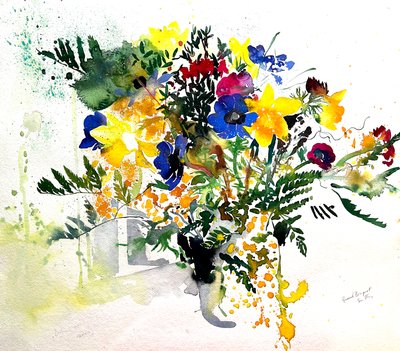 Velká kytice, 2005 (akvarel) od Simon Fletcher