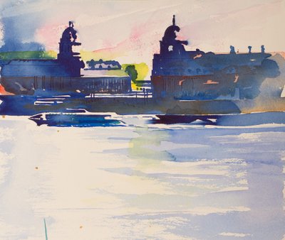 Greenwich z Psího ostrova, 2016 (akvarel) od Simon Fletcher