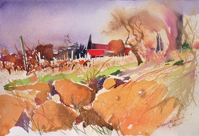 La colombette en hiver, Francie, 2004 (akvarel) od Simon Fletcher