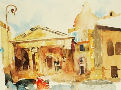 Skútr v Římě, 2005 (akvarel) od Simon Fletcher