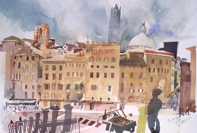 Campo, Siena, 2002 (akvarel na papíře) od Simon Fletcher