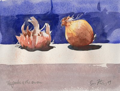 Česnek a cibule, 2003 (akvarel) od Simon Fletcher