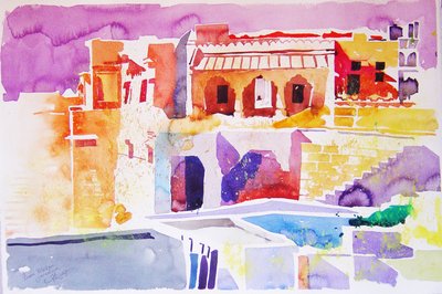 Tibetský Jaisalmer (akvarel na papíře) od Simon Fletcher