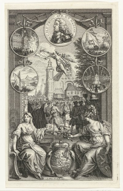 Alegorie povýšení Viléma IV na stadtholder, 1747 od Simon Fokke