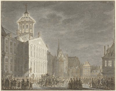 Osvětlení radnice pro Viléma V. a Wilhelmínu Pruského, 1768 od Simon Fokke