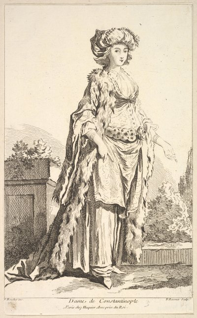 Paní z Konstantinopole, z Recueil de různých zahraničních postav Vynalezen ..., 18. století. od Simon Francois Ravenet