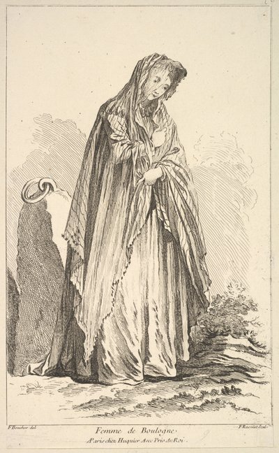 Žena z Boulogne, ze Sbírka různých zahraničních postav Vynalezl F. Bo..., 18. století. od Simon Francois Ravenet