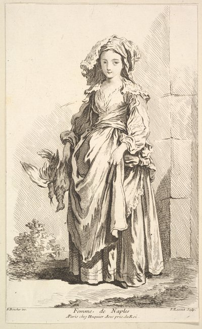 Žena z Neapole, ze Sbírka různých zahraničních postav Vynalezl F. Bouc..., 18. století. od Simon Francois Ravenet