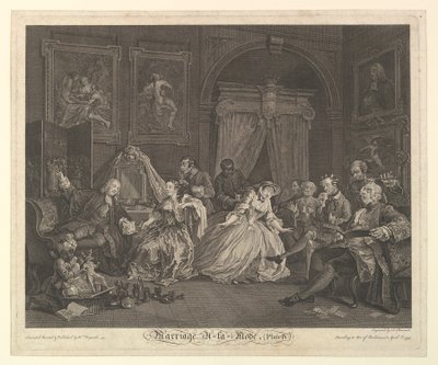Marriage A-la-Mode, Plate IV, 1. dubna 1745. od Simon Francois Ravenet