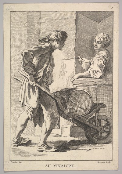 Reverzní kopie octa Au Vinaigre, z Le Cris de Paris The Cries of Paris..., 18. století. od Simon Francois Ravenet