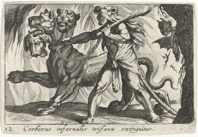 Herkules chytí Kerbera od Simon Frisius
