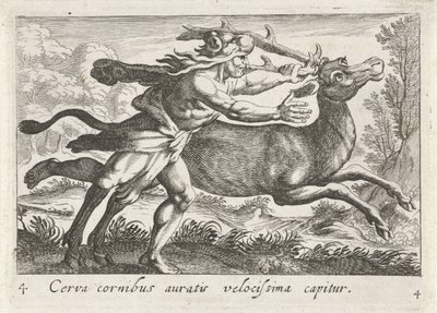 Hercules vangt de Hind van Cerynea Jelen se zlatými rohy je chycen velmi rychle (titul na předmětu) Herkulische theme