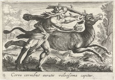 Hercules vangt de Hind van Cerynea Jelen se zlatými rohy je chycen velmi rychle (titul na předmětu) Herkulische theme