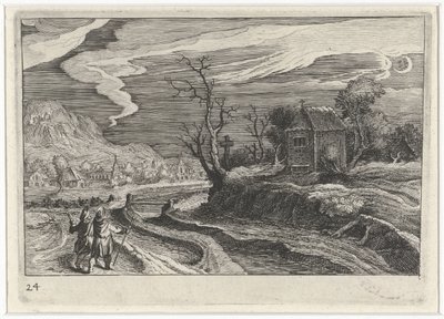 Krajina v noci Jihoevropské krajiny (název série) Topographia variarum regionum (název série) od Simon Frisius