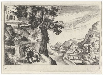 Landschap se setkal s Judou en Tamar Zuid-evropská krajina (název série) Topografie různých regionů (název seriálu) od Simon Frisius