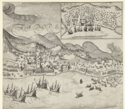 Vítězství Holanďanů nad Portugalci na Tidore (pravý obrázek), 1605 od Simon Frisius
