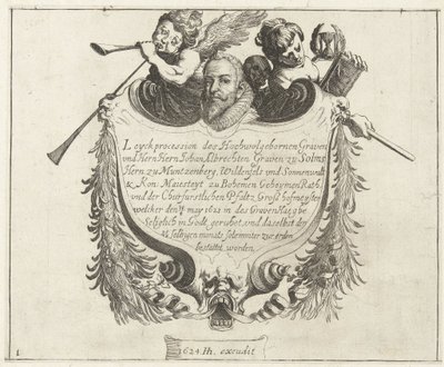 Titulní list k pohřebnímu průvodu Johanna Albrechta, hraběte ze Solmsu, 1623 od Simon Frisius
