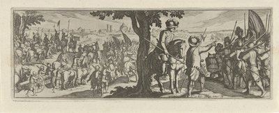 Twee soldaten onder een boom Kavalérie (název série) Faecvnda, co je Phaebusem milovaný a vděčná Florentia mužům bystrého génia, dost ukazují pvgnas, enthea silou prsou, které Merkur vyřezal včasnému klientovi (název seriálu) od Simon Frisius