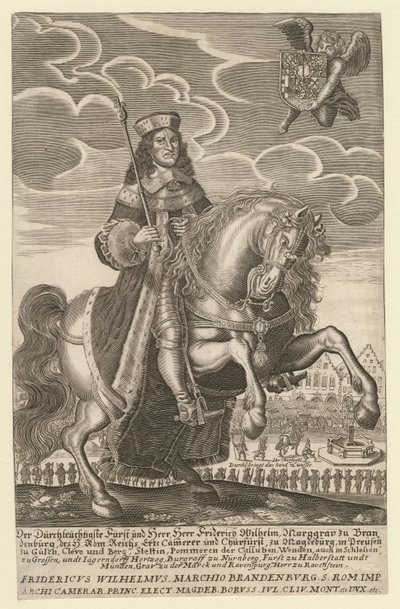 Frederic-Guillaume Ier de Brandebourg - (Frederic Guillaume) Portrét Fridricha Viléma (1620-1688), kurfiřta braniborského, vévody z Pruska - Grimm, Simon (aktivní cca 1680) - 1680 - Mědirytina - 29,4x18,9 Soukromá sbírka od Simon Grimm
