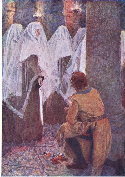 A opět leželo poupě růže u nohou rytíře leoparda (barva litho) od Simon Harmon Vedder
