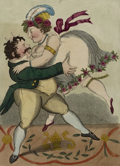 Nový německý valčík, kolem 1818 století (ručně kolorovaný lept) od Simon Hehl