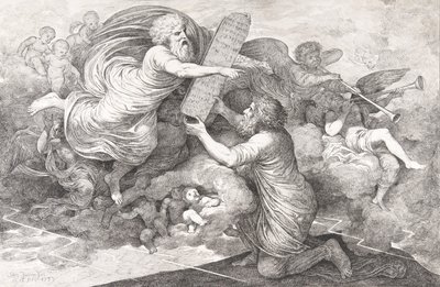 Mojžíš na Sinaji Tabulky židovského práva, 1773. od Simon Julien