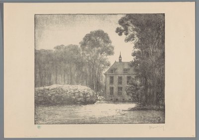 Pohled na farmu na panství De Raephorst Raephorst (původní název) Staré venkovské statky kolem Haagu (původní název série) od Simon Moulijn (signed by artist)