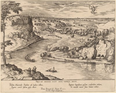 Říční krajina s Merkurem a Psyché od Simon Novellanus after Pieter Bruegel the Elder