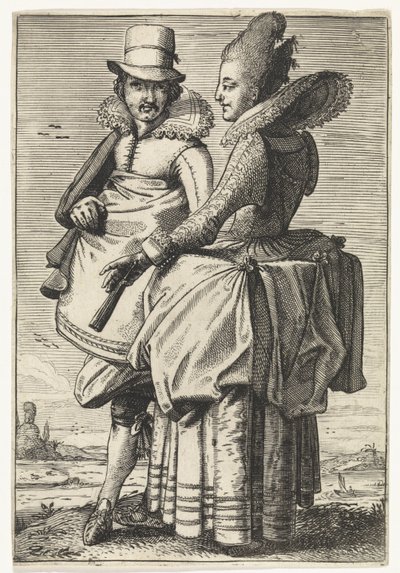 Muž a žena oblečení podle módy cca 1625 od Simon Poelenburg (attributed to)