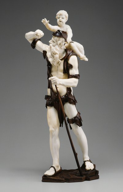 Starý žebrák nesoucí dítě, 173550. od Simon Troger
