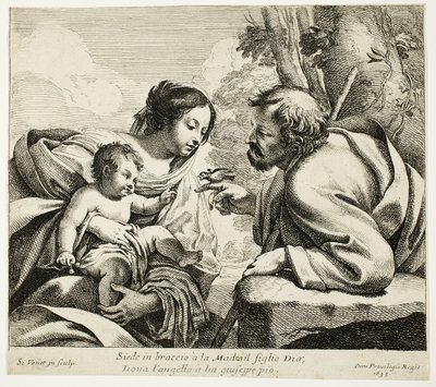 Svatá rodina s ptákem od Simon Vouet