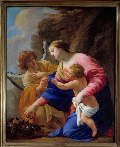 Obraz Panna a anděl od Simona Voueta (1590-1649) 1641 Ne. 0,77x0,62 m Caen muzeum výtvarných umění od Simon Vouet