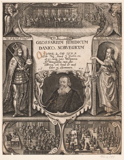 Titulní strana s portrétem C.O. Závoj k "Glosarium juridicum Danico - Norvegicum", 1652 od Simon de Pas