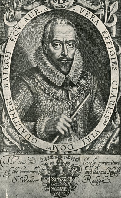 Sir Walter Raleigh, 1906. od Simon de Passe