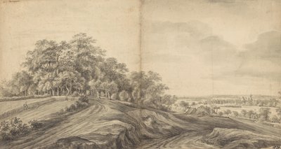 Panorama Boersbergu s hradem Doorwerth v dálce od Simon de Vlieger
