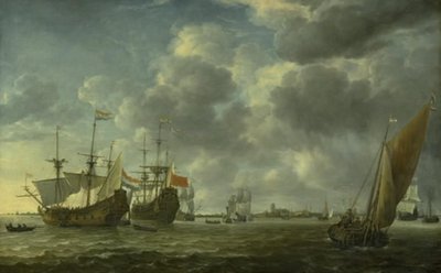 Lodě na řece Maas u Rotterdamu od Simon de Vlieger