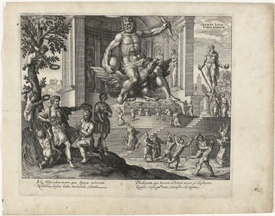Socha Jupitera v Olympii Sedm divů světa (název série) od Simon van de Passe