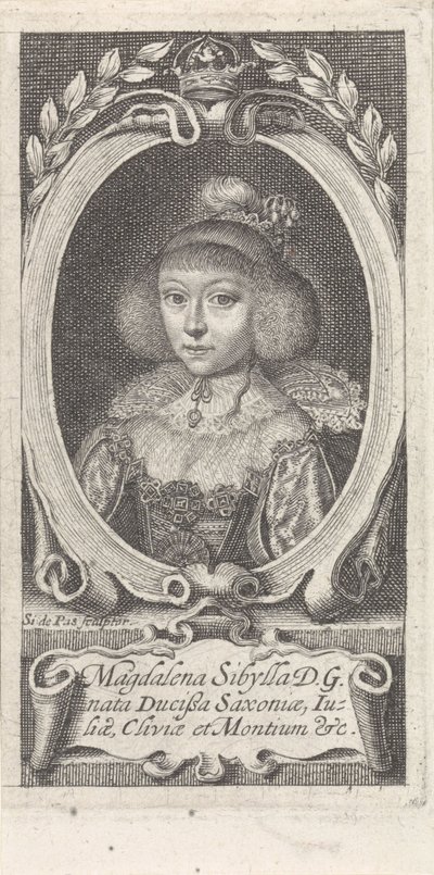 princezna Magdalena Sibylle Saská 1617-1668, vévodkyně Saxe-Altenburg, c. 1647-1648. od Simon van de Passe