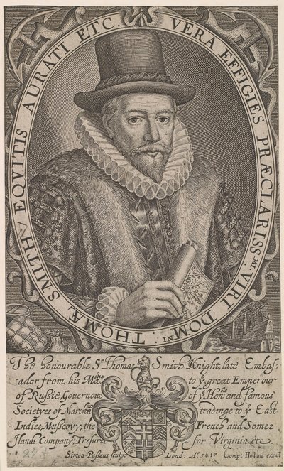Sir Thomas Smith, první guvernér Východoindické společnosti, velvyslanec v Rusku 1604-1605, 1617. od Simon van de Passe