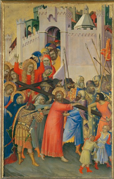 Le Portement de Croix - Nesení kříže Část polyptychu namalovaného pro člena rodiny Orsiniů ... od Simone (after) Martini