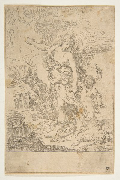Anděl strážný chodící s dítětem, ca. 1640. od Simone Cantarini