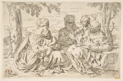 Svatá rodina se svatou Alžbětou a svatým Janem Křtitelem, ca. 1639. od Simone Cantarini