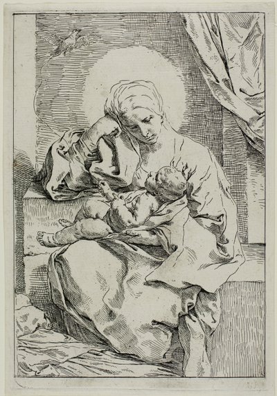 Madonna a dítě s pěnkavou od Simone Cantarini