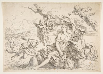 Rape of Europa, ca. 1636. od Simone Cantarini