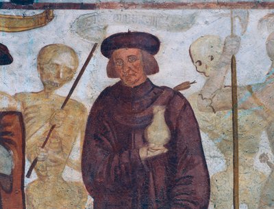 Smrt s doktorem, detail z Tanec smrti od Simone II Baschenis