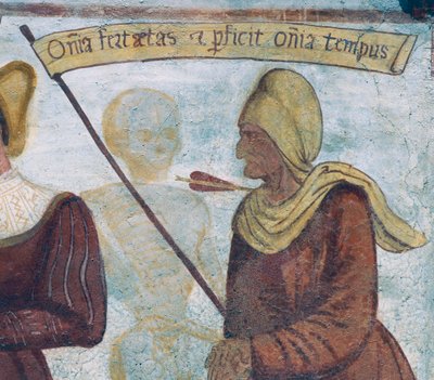 Smrt se starou ženou, detail z Tanec smrti od Simone II Baschenis