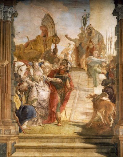 Setkání Marca Antonia a Kleopatry, detail od Simone II Baschenis