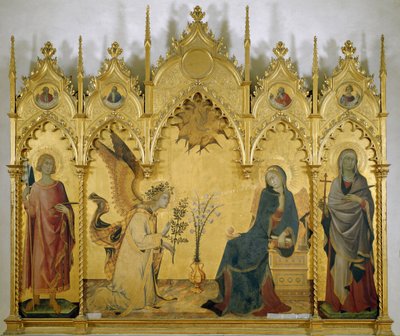 Zvěstování (se svatou Juditou a svatým Ansanem) - Tempera na dřevě od Simone Martini