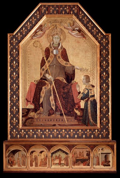 Svatý Ludvík z Anjou (z Toulouse) koruna Robert I. Neapolský (1277-1343) Obraz Simone Martini (asi 1284-1344) 1317 Rozměr 200x138 cm Neapol, Museo Nazionale di Capodimonte, inv Q 34 od Simone Martini