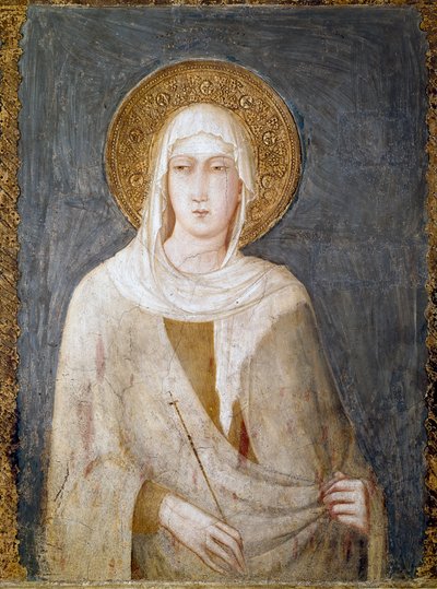 Svatá Margarita Antiochijská (dříve známá jako St. Clair) Freska od Simone Martini Dim. 120 cm. Kolem 1322. Assisi (Assisi), dolní bazilika San Francesco (Saint Francois), pravá příčná loď. Itálie ©Luisa Ricciarini/Leemage od Simone Martini